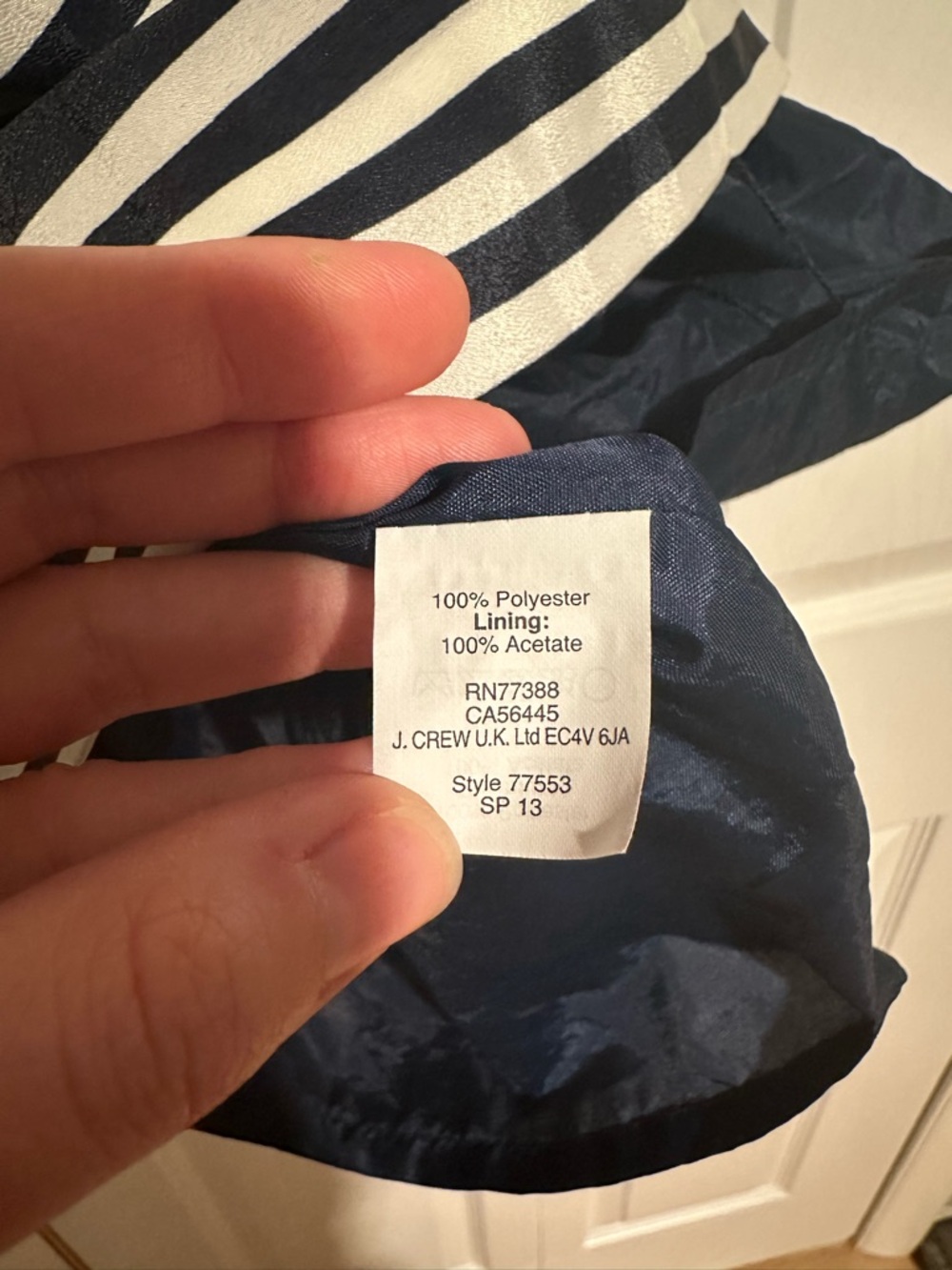 J Crew Navy & Cream Spaghetti Strap Dress - Picture 11 of 11